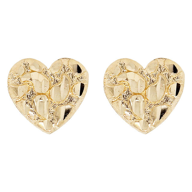 Heart Nugget Post Push Back Earring Yellow Gold 10k USA