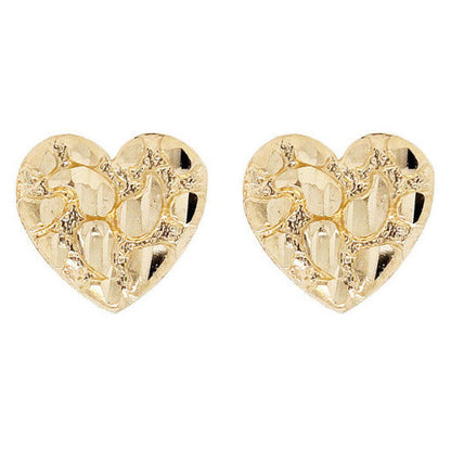 Heart Nugget Post Push Back Earring Yellow Gold 10k USA