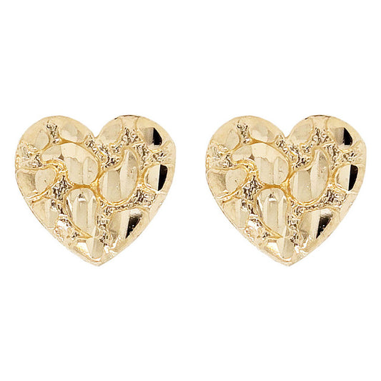 Heart Nugget Post Push Back Earring Yellow Gold 10k USA