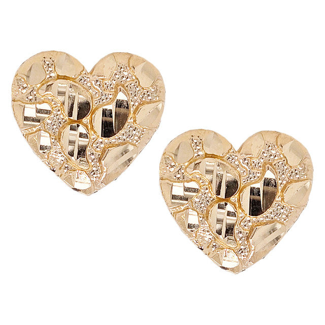 Heart Nugget Post Push Back Earring Yellow Gold 10k USA