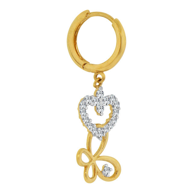 Heart Butterfly Earring Cubic Zirconia Yellow Gold 14k