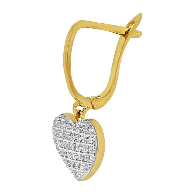 Heart Drop Earring CZ Yellow Gold 14k