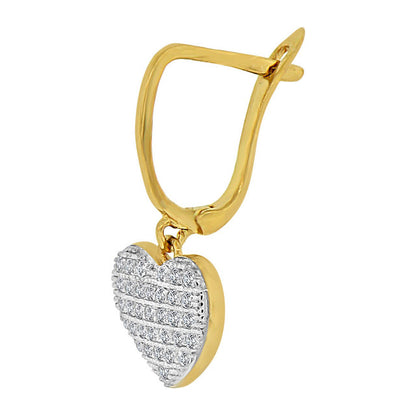 14K Yellow Gold Heart CZ Drop Earring