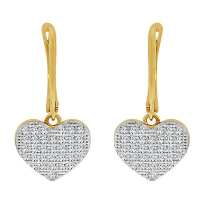 14K Yellow Gold Heart CZ Drop Earring