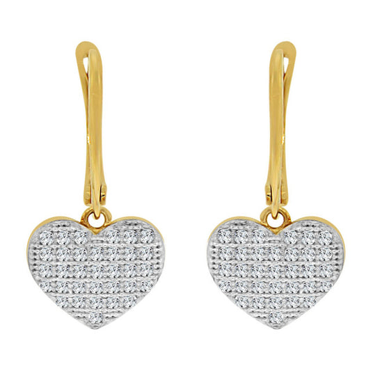 Heart Drop Earring CZ Yellow Gold 14k