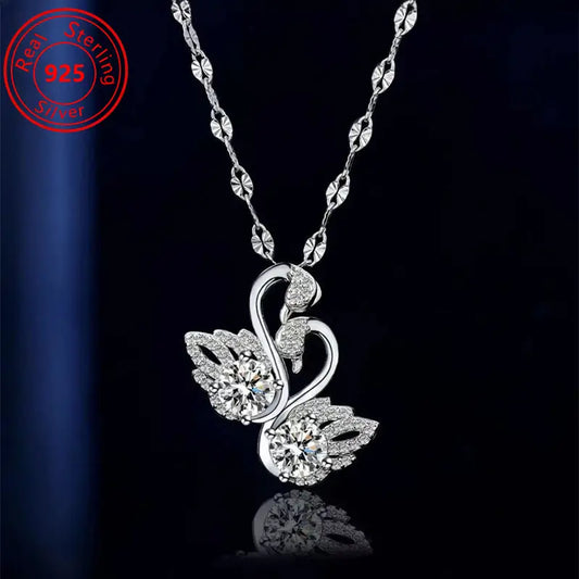 Collar de cisne de lujo de plata de ley S925