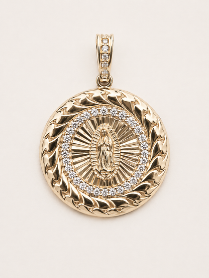 14K Gold Virgin Mary Pendant - Medalla Virgen de Guadalupe en Oro 14K