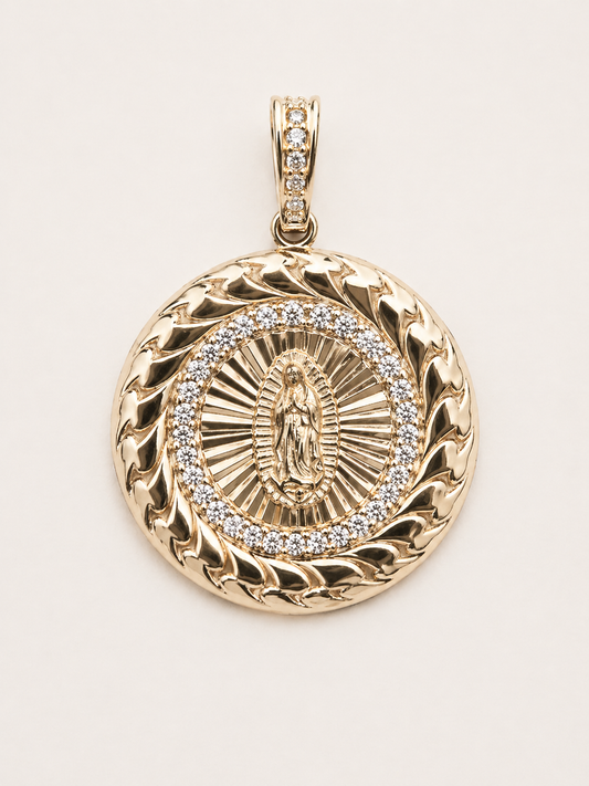 14K Gold Virgin Mary Pendant - Medalla Virgen de Guadalupe en Oro 14K