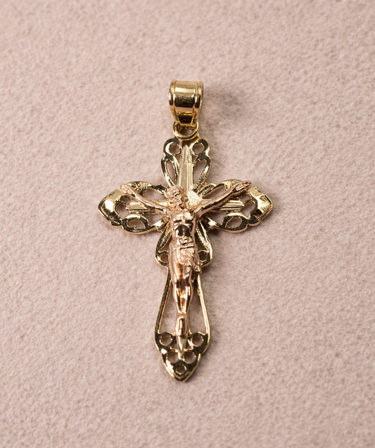 14K Gold Cross Pendant - Dige de Cruz 14k