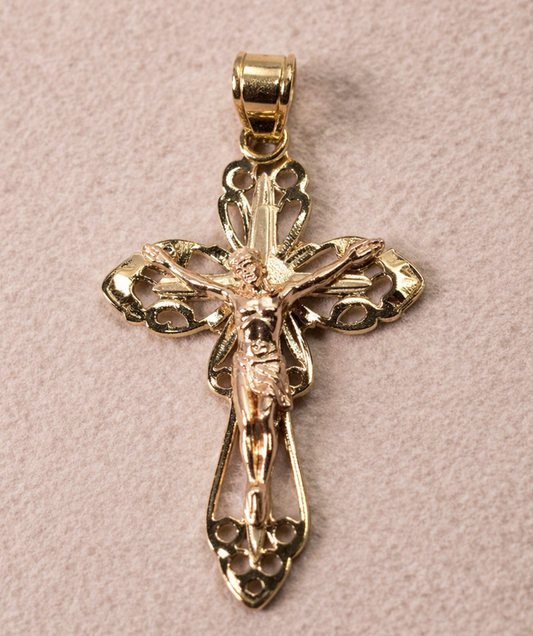 14K Gold Cross Pendant - Dige de Cruz 14k