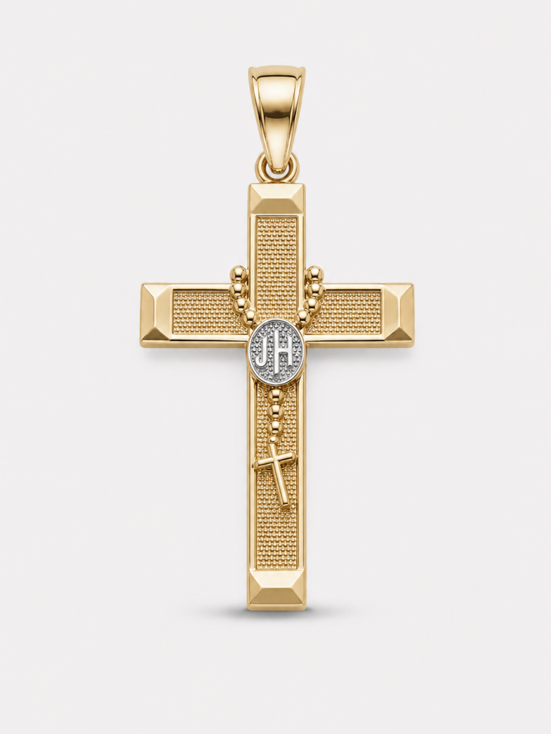 Dije Cruz Oro 14K con Rosario Integrado