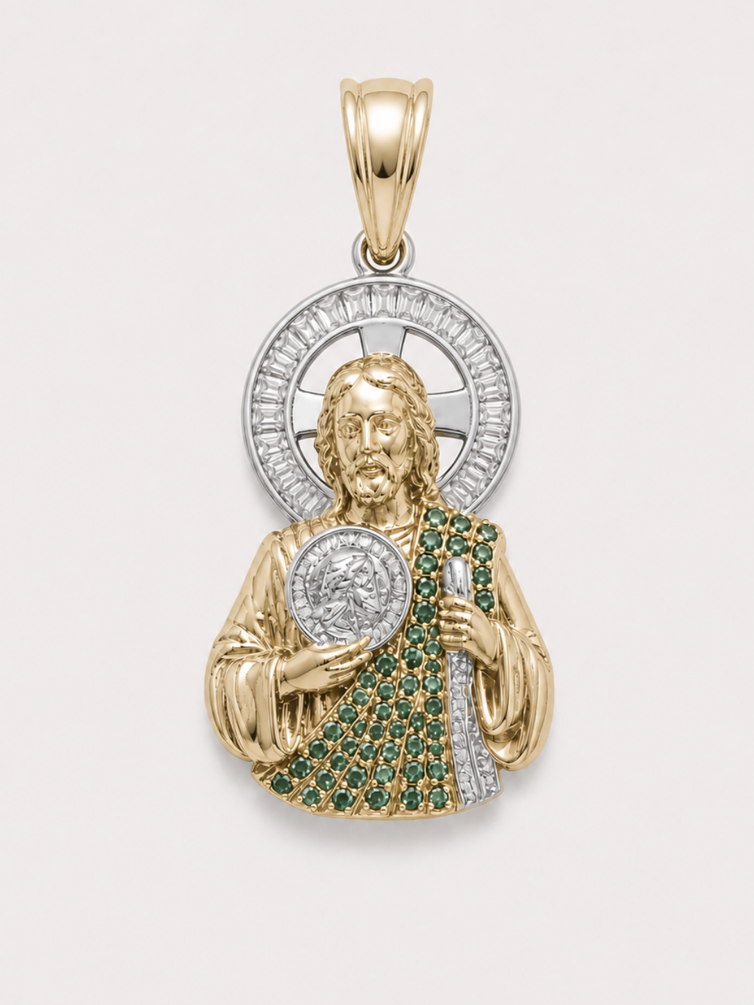 14K Gold Saint Jude Pendant - Dige San Judas Tadeo 14k