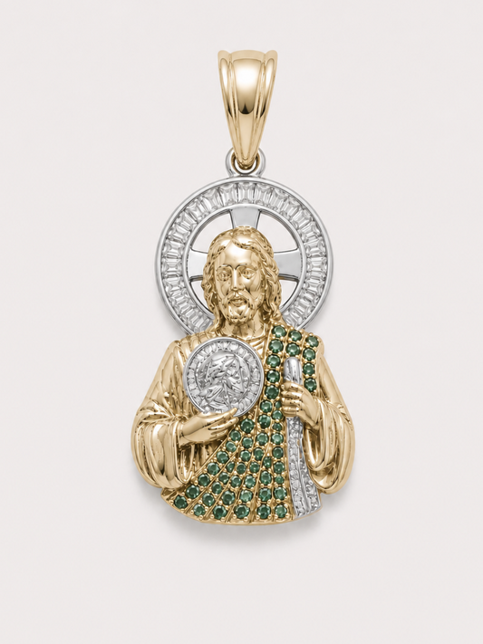 14K Gold Saint Jude Pendant - Dige San Judas Tadeo 14k