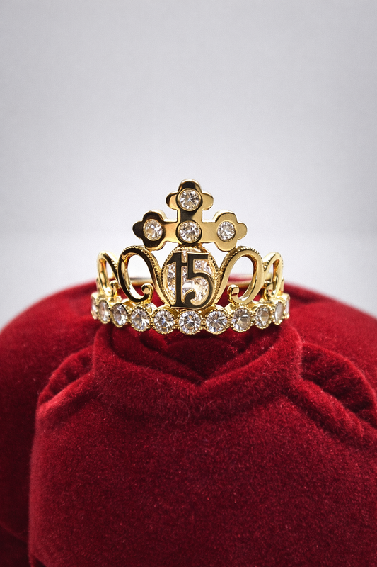 14K Gold Quinceañera Ring - Anillo de 15 Años 14k