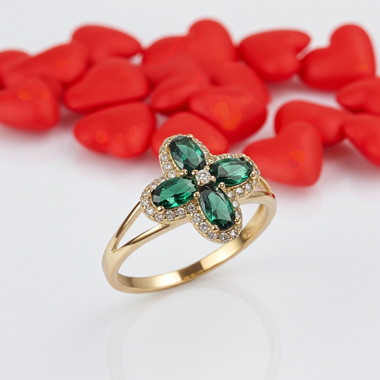 Anillo Oro 14k Piedra Verde #8