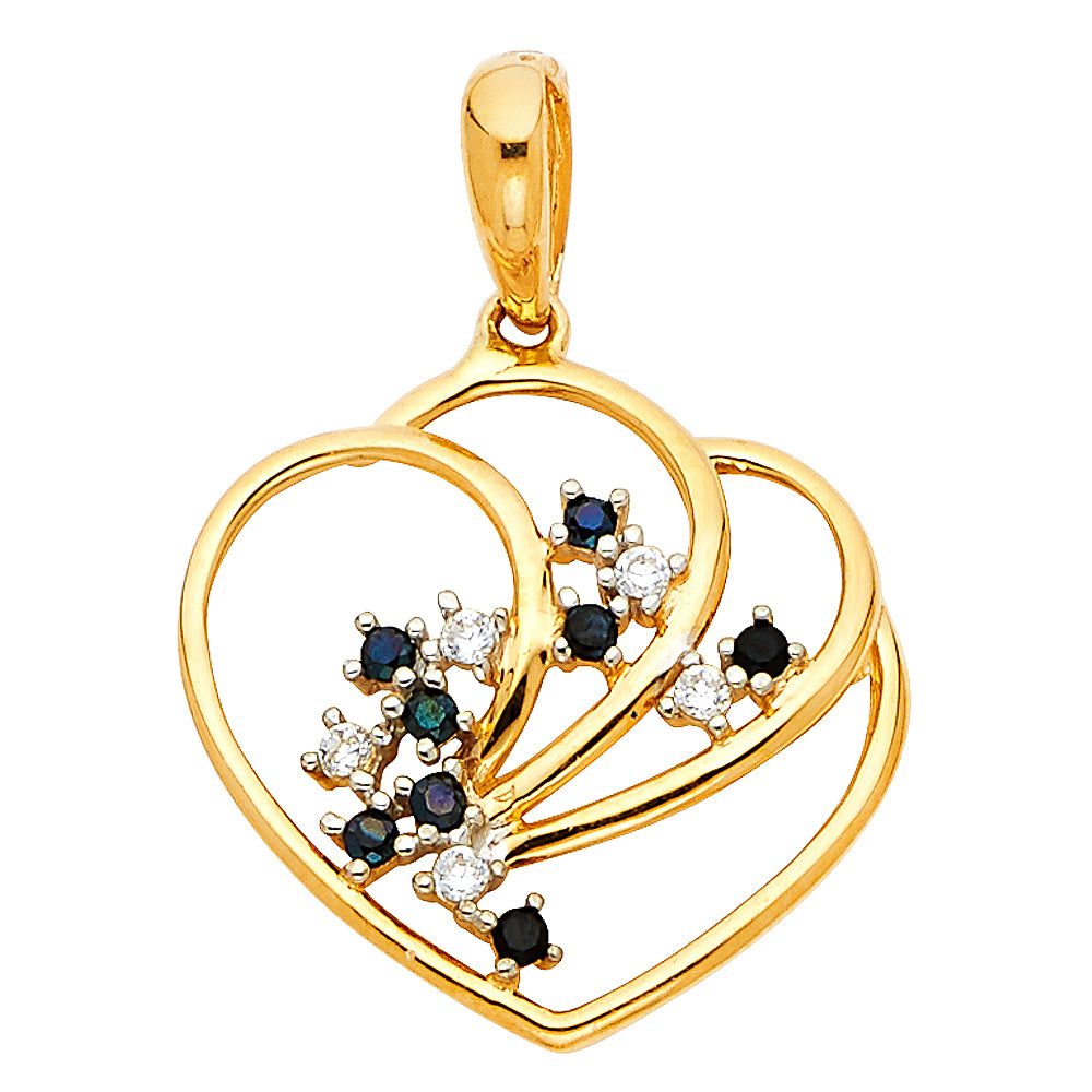 14K 2T Heart CZ Pendant