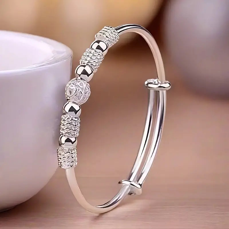 Brazalete ajustable de plata esterlina S999 para mujer