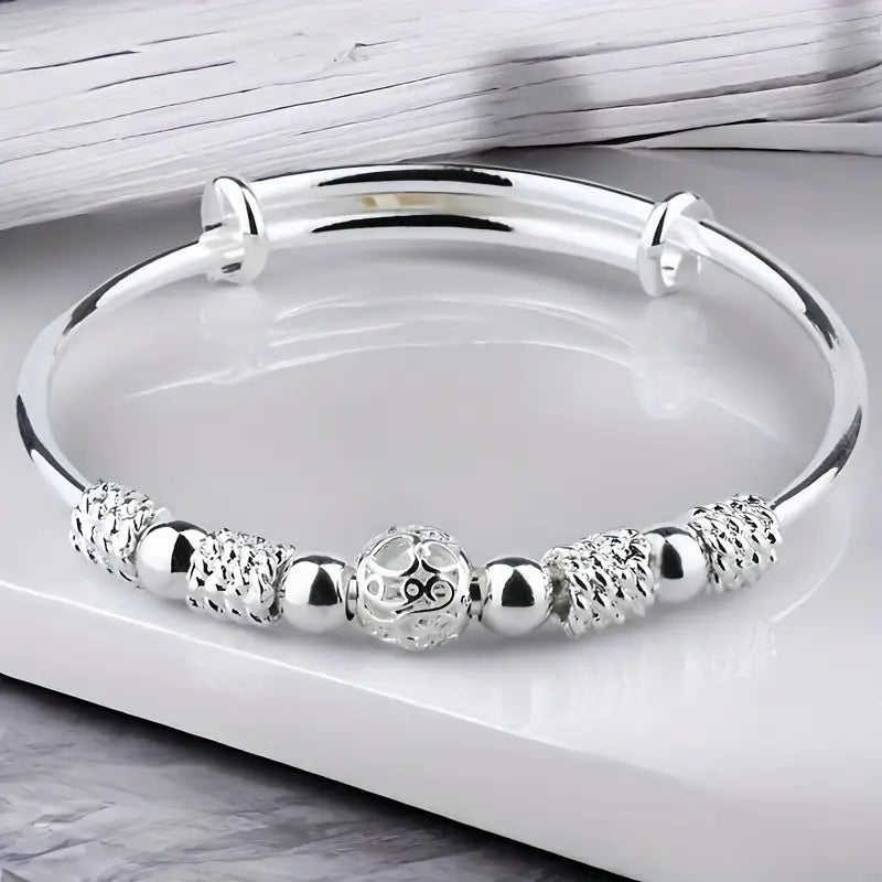 Brazalete ajustable de plata esterlina S999 para mujer