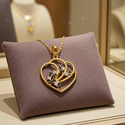 14K 2-Tone Heart CZ Pendant