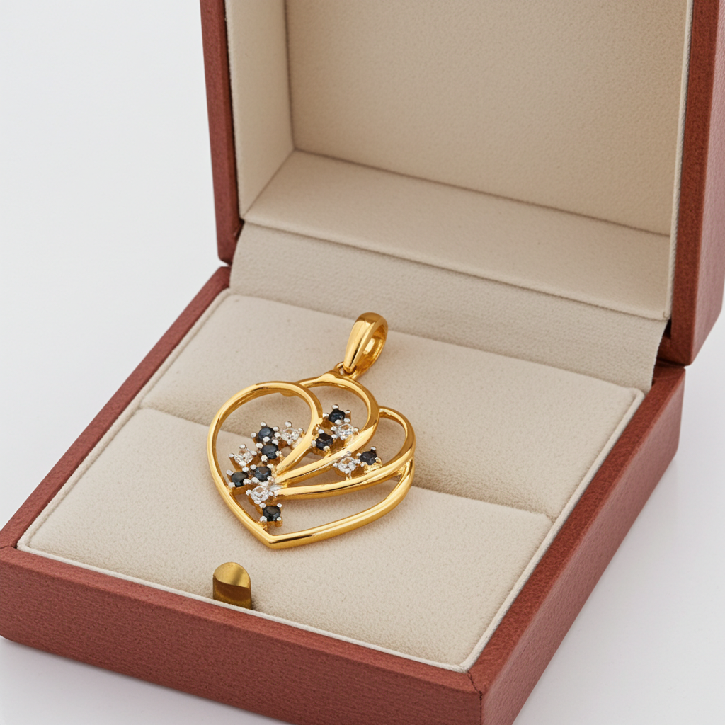 14K 2T Heart CZ Pendant