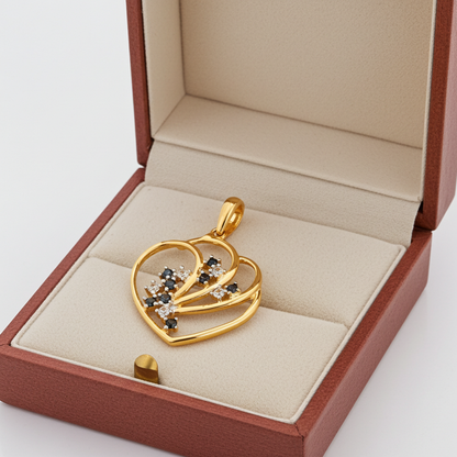 14K 2-Tone Heart CZ Pendant