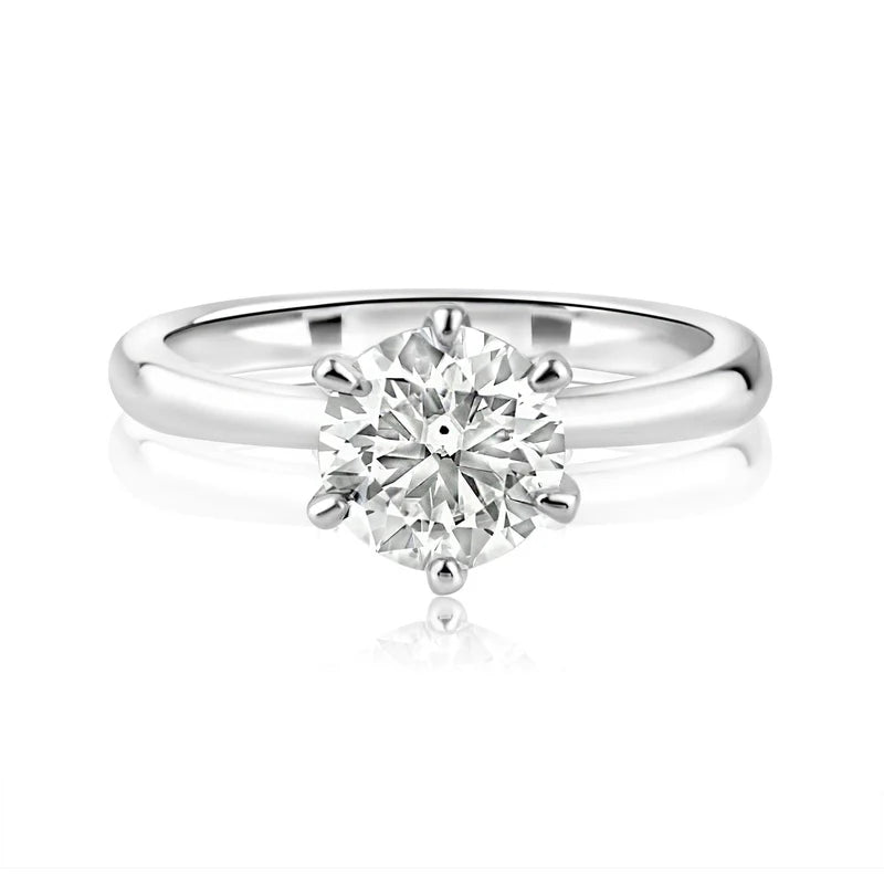 Rhodium Plated 925 Sterling Silver 1 Carat Moissanite Ring