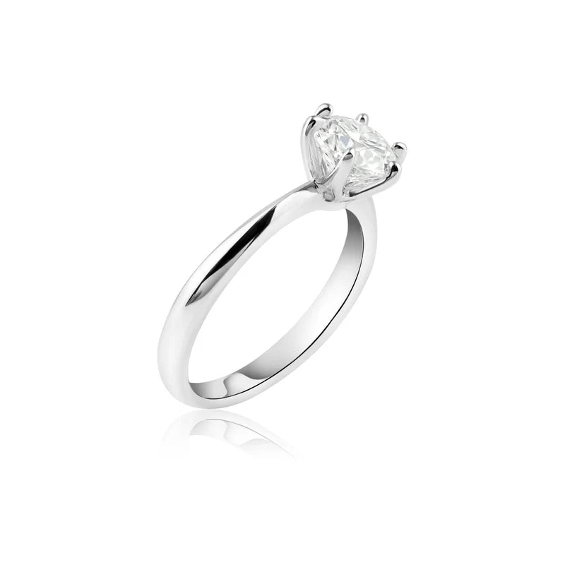 Rhodium Plated 925 Sterling Silver 1 Carat Moissanite Ring