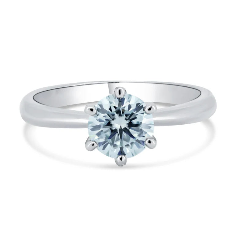 Rhodium Plated 925 Sterling Silver 1 Carat Moissanite Ring