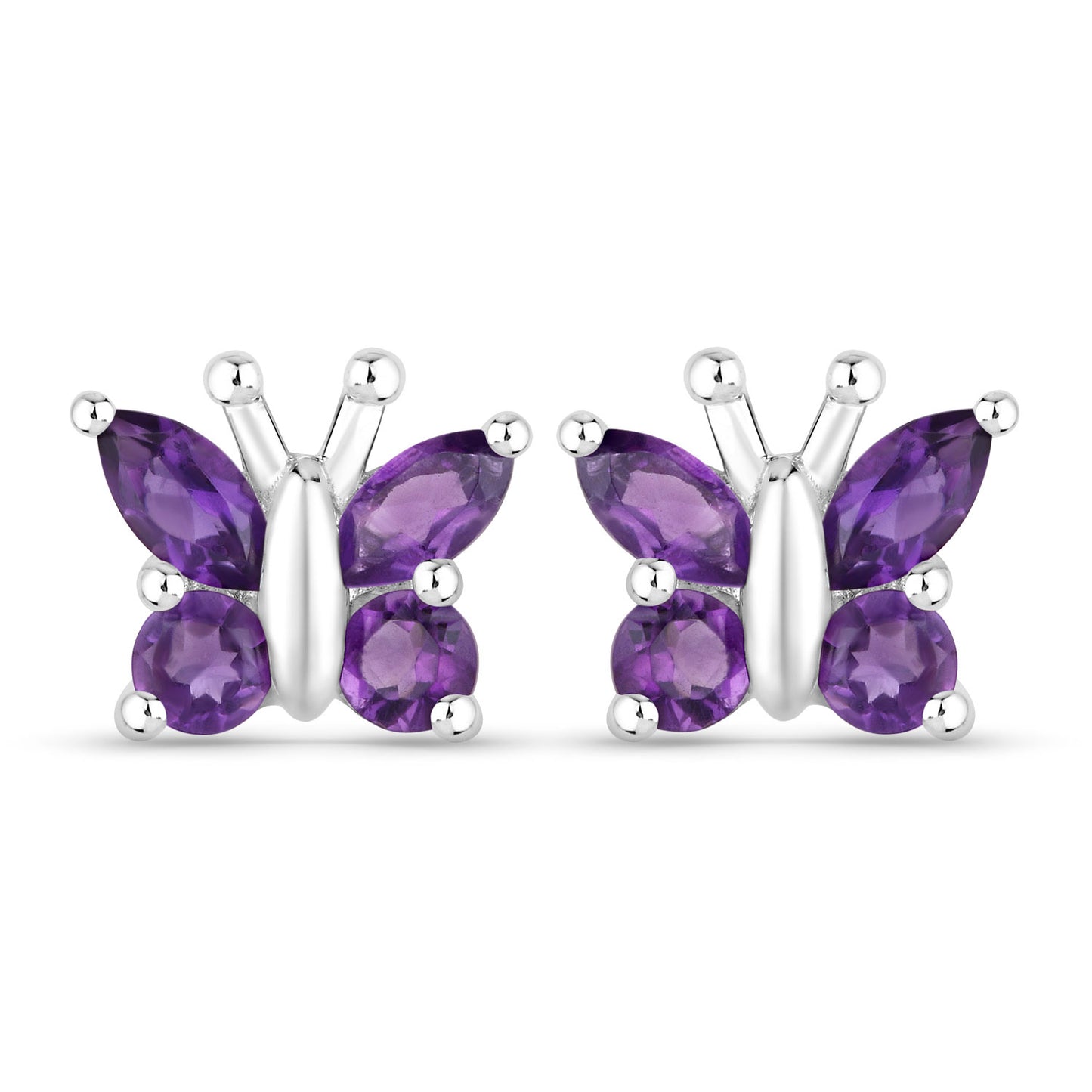 1.00 Carat Genuine Amethyst .925 Sterling Silver Earrings