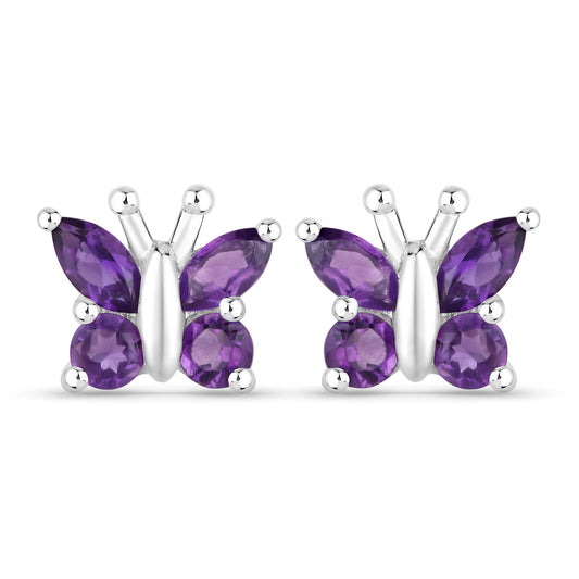 1.00 Carat Genuine Amethyst .925 Sterling Silver Earrings