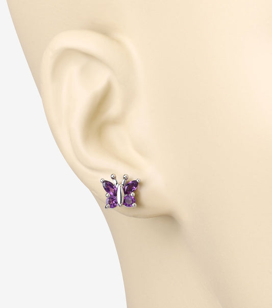 1.00 Carat Genuine Amethyst .925 Sterling Silver Earrings