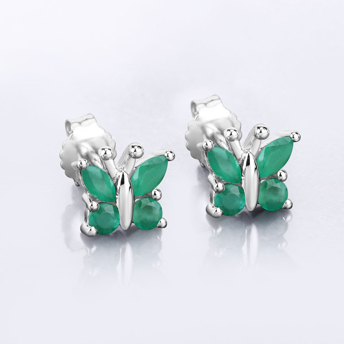 0.88 Carat Genuine Emerald .925 Sterling Silver Earrings