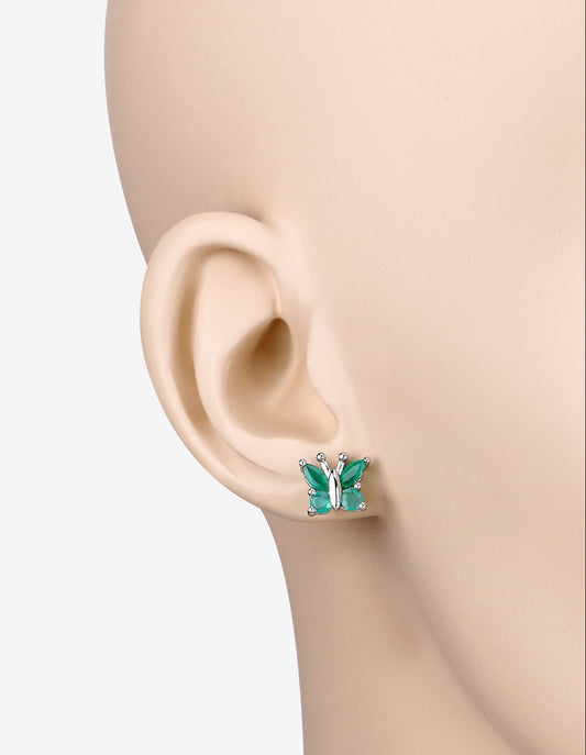 0.88 Carat Genuine Emerald .925 Sterling Silver Earrings