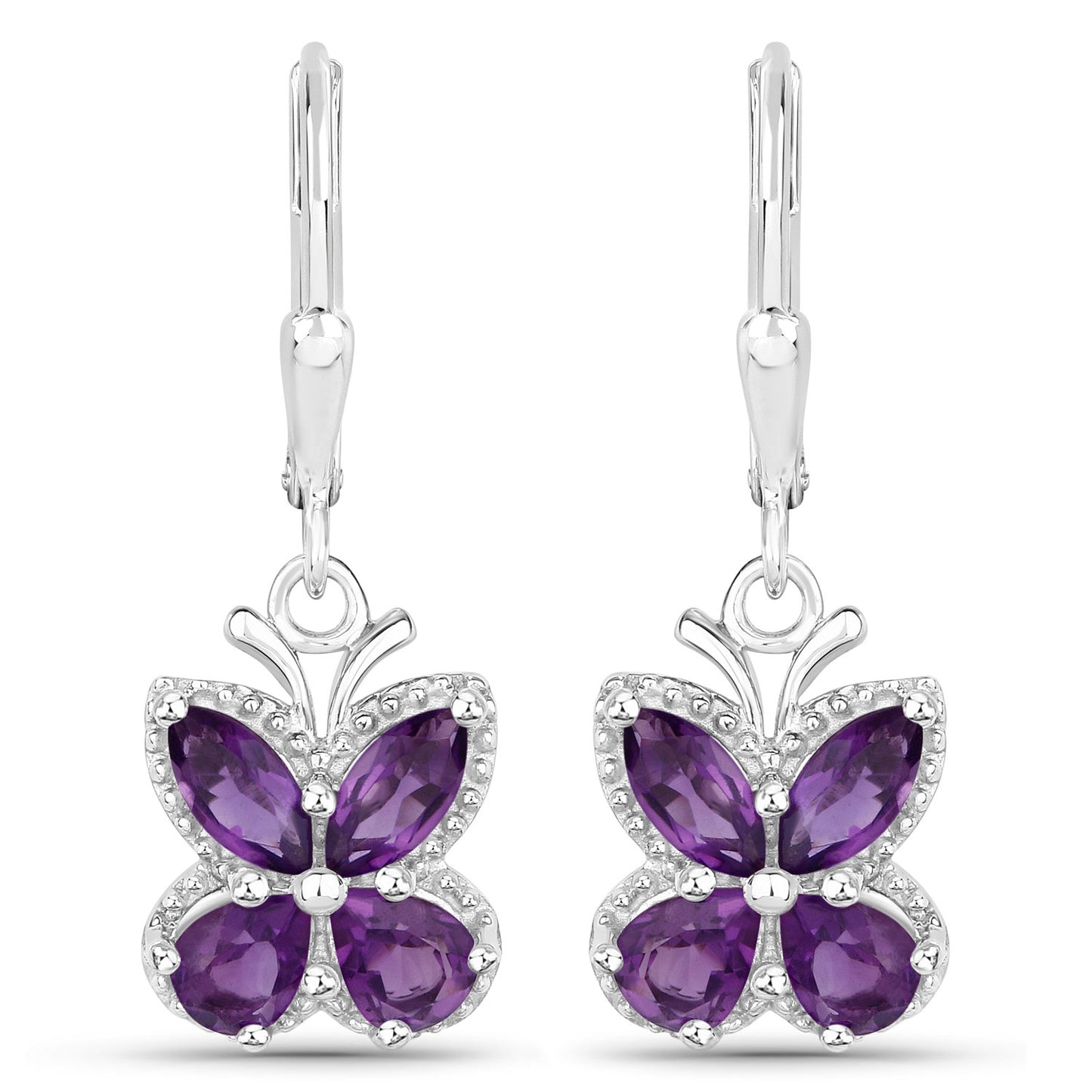 2.12 Carat Genuine Amethyst .925 Sterling Silver Earrings