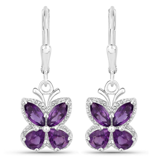 2.12 Carat Genuine Amethyst .925 Sterling Silver Earrings