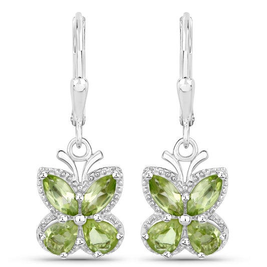 2.28 Carat Genuine Peridot .925 Sterling Silver Earrings