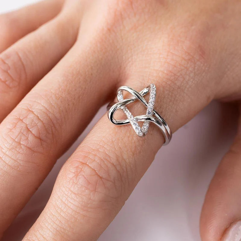 Silver 925 Rhodium Plated Intertwined Star with CZ