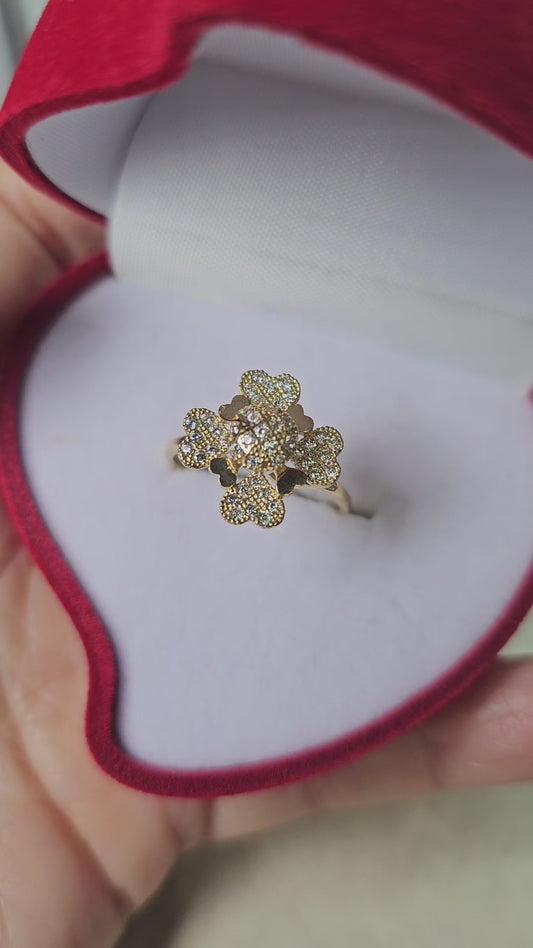 Anillo Giratorio Trebol 14k