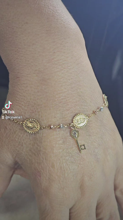 14K Gold Religious Bracelet - Brazalete 14k Religioso