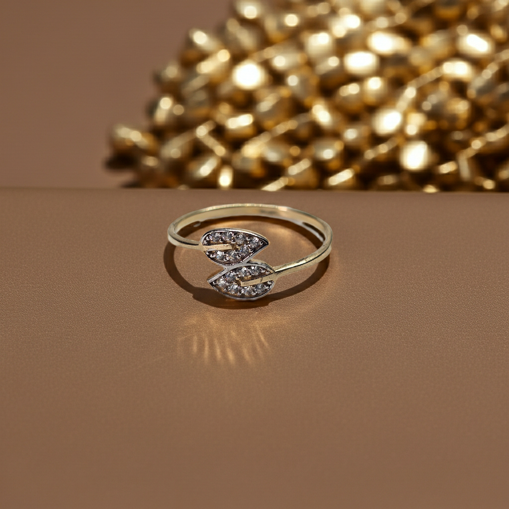 Anillo con hojas 14k