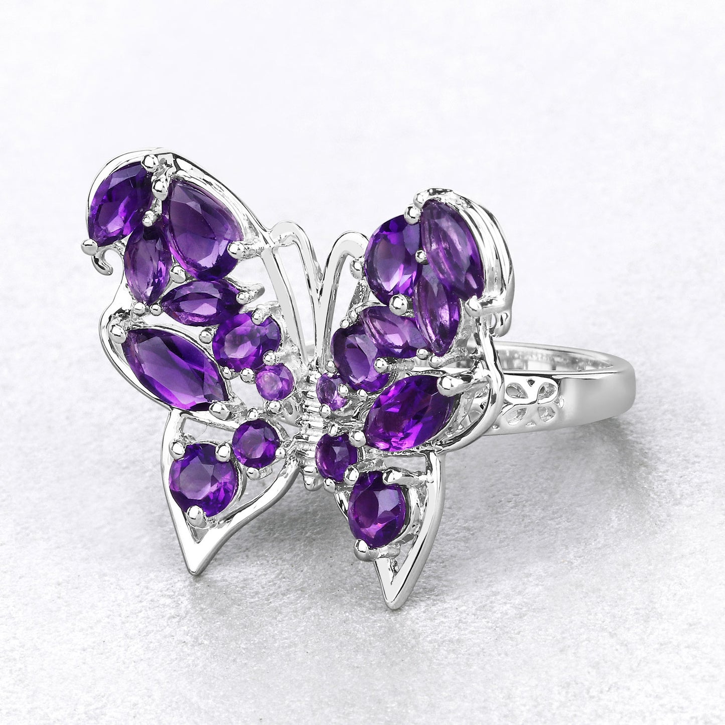 3.56 Carat Genuine Amethyst .925 Sterling Silver Ring