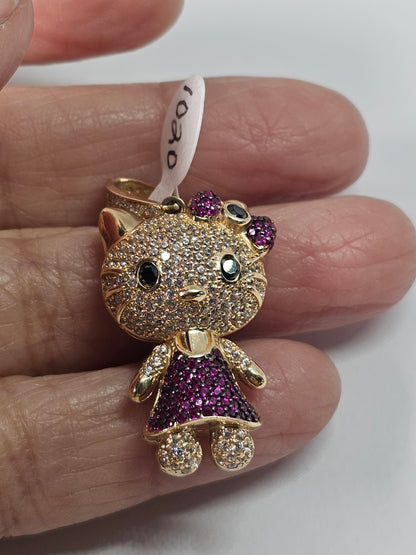 14K Gold Kitty Pendant - Dige de Gatita Oro 14k