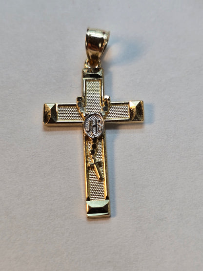 Dije Cruz Oro 14K con Rosario Integrado