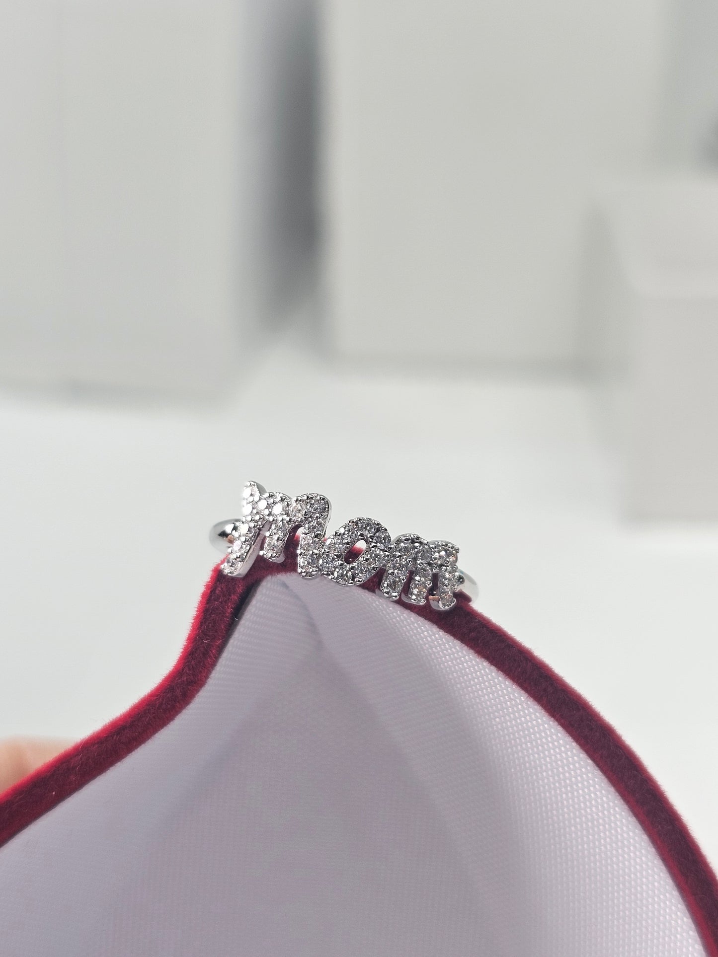 Silver 925 Rhodium Plated "Mom" Ring
