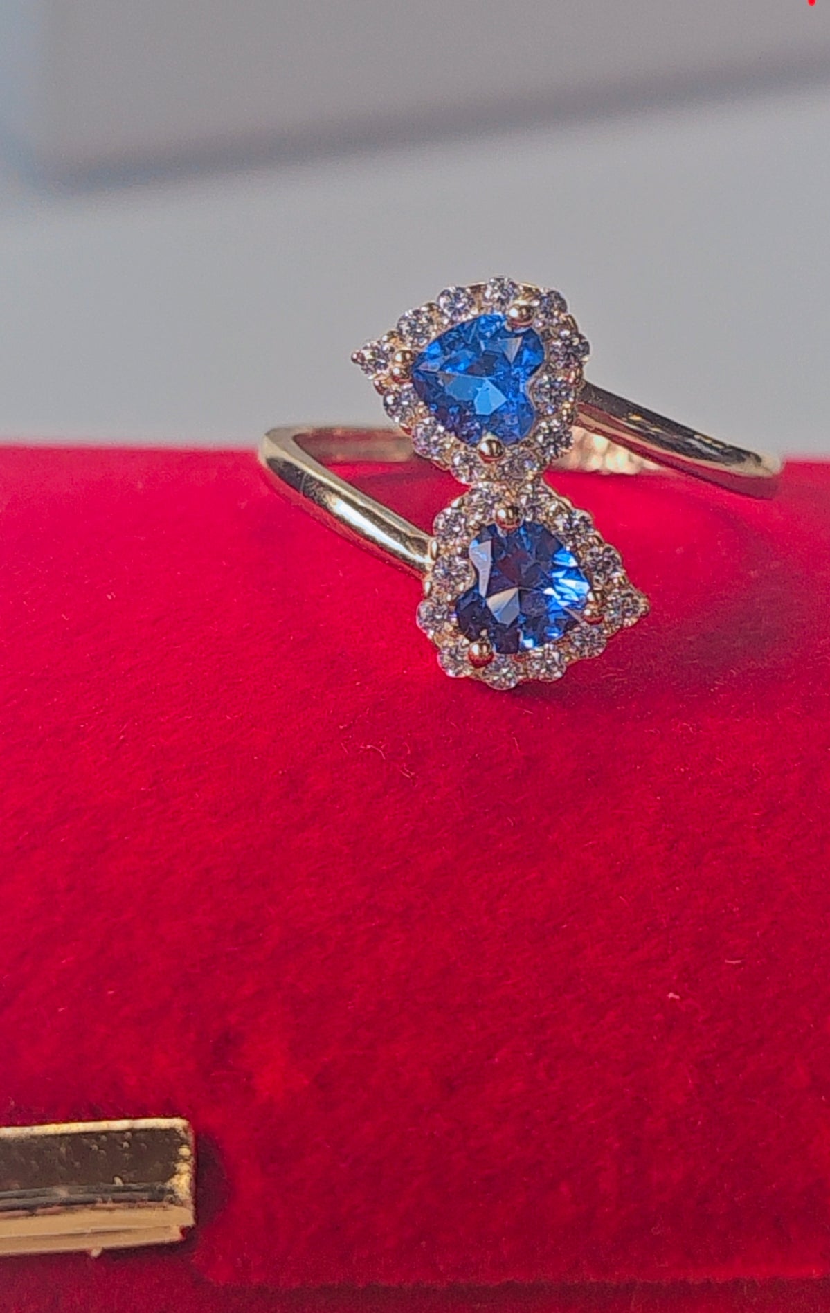 Anillo Doble Corazón Oro 14k #8.5