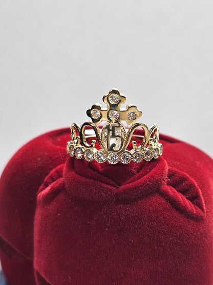 14K Gold Quinceañera Ring - Anillo de 15 Años 14k
