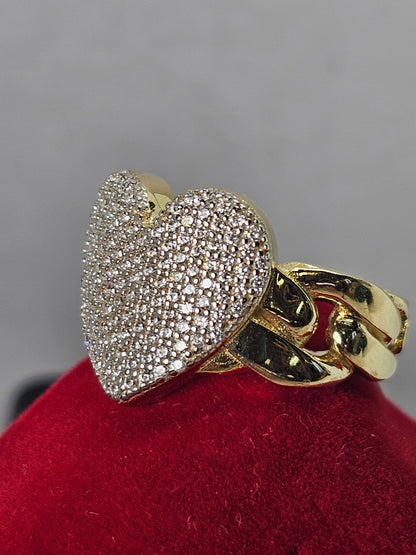 14K Gold Heart Ring w/CZ accents - Anillo 14k De corazón