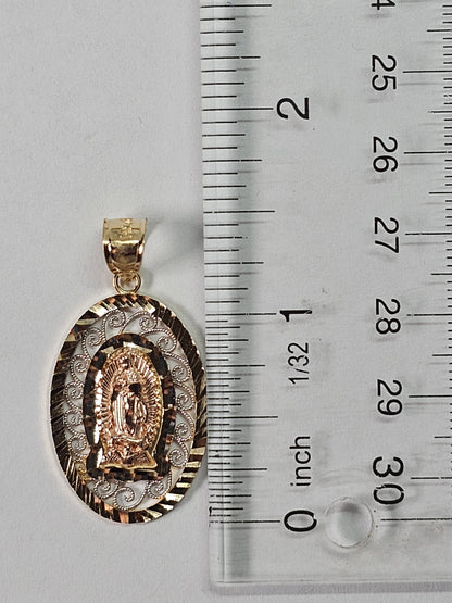 14K Gold Virgin Mary Pendant - Dige Virgen de Guadalupe 14K