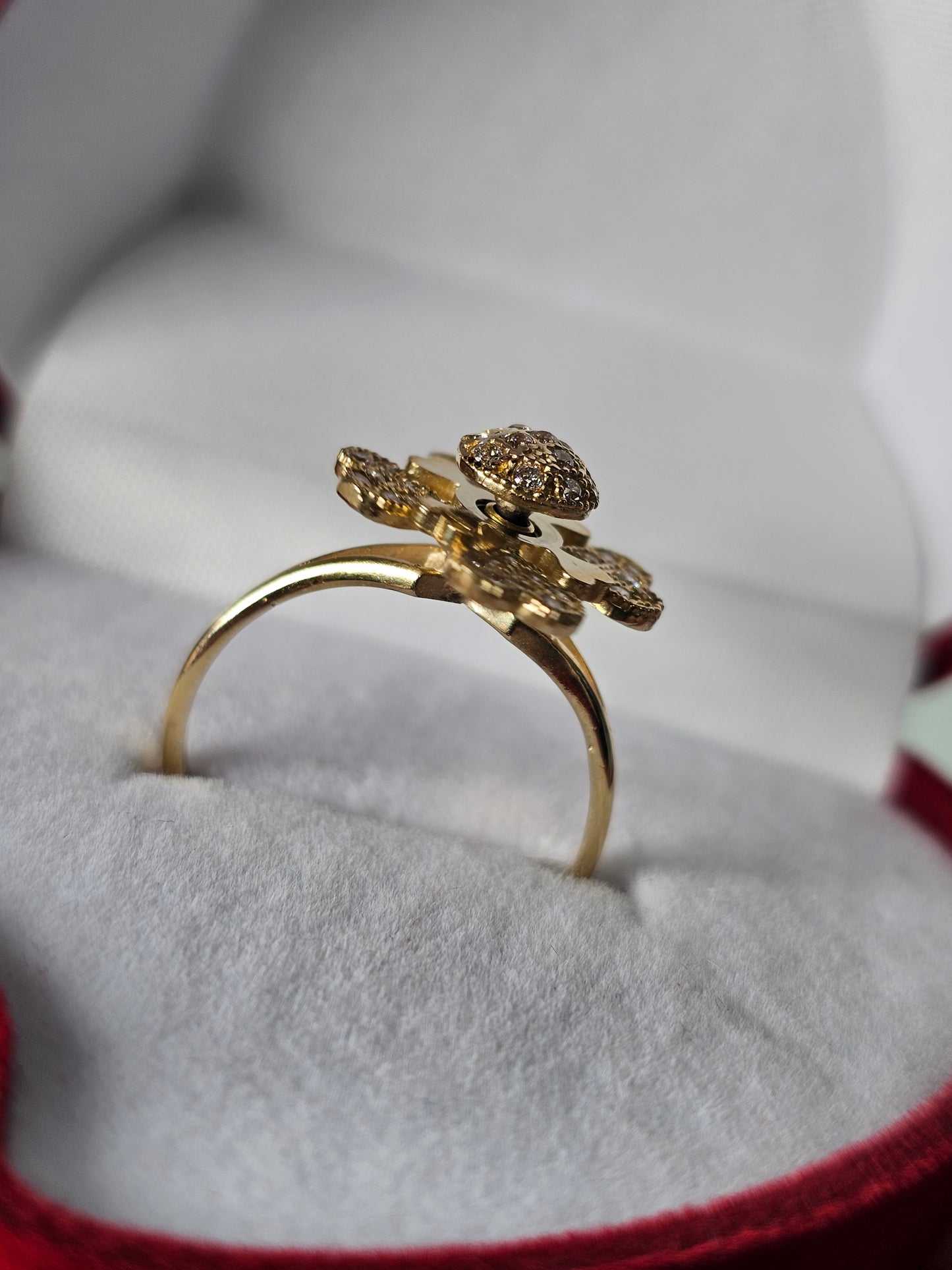 Anillo Giratorio Trebol 14k