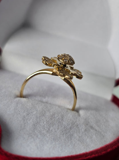 14K Gold Spinning Clover Ring - Anillo Giratorio Trebol 14k